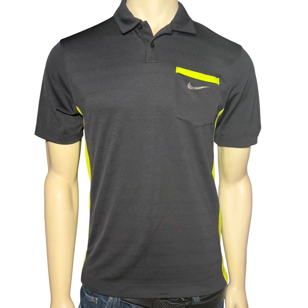 Nike Golf Tour Performance‎ Dri-Fit Polo Shirt Mens Small Black Volt 585821-010